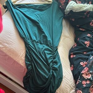 Elegant Teal Ruched Dress